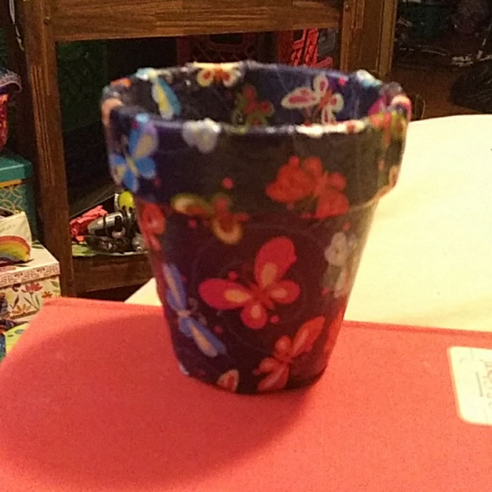 Fabric covered flowers pots